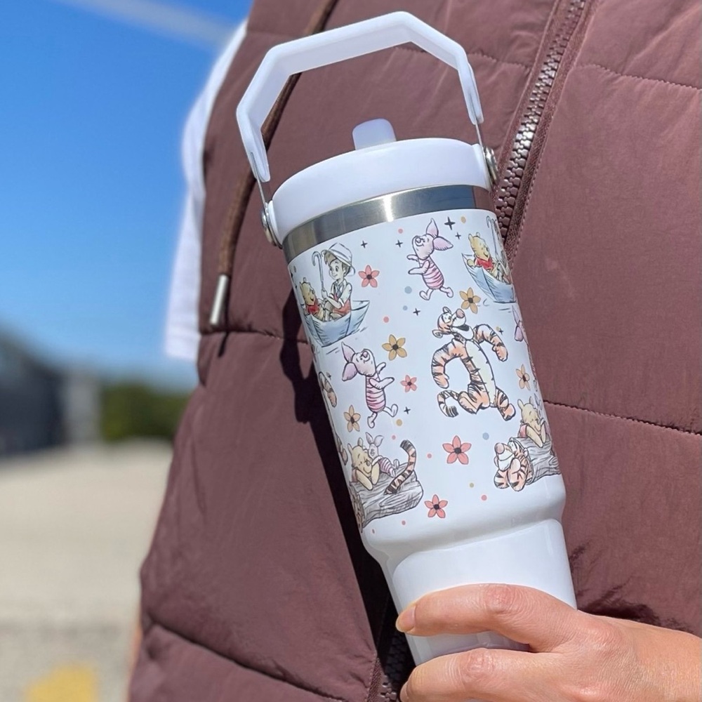 Disney Winnie the Pooh Tiger Piglet Eeyoredonkey 30oz Tumbler Flip Straw Birthda - Picture 5 of 7